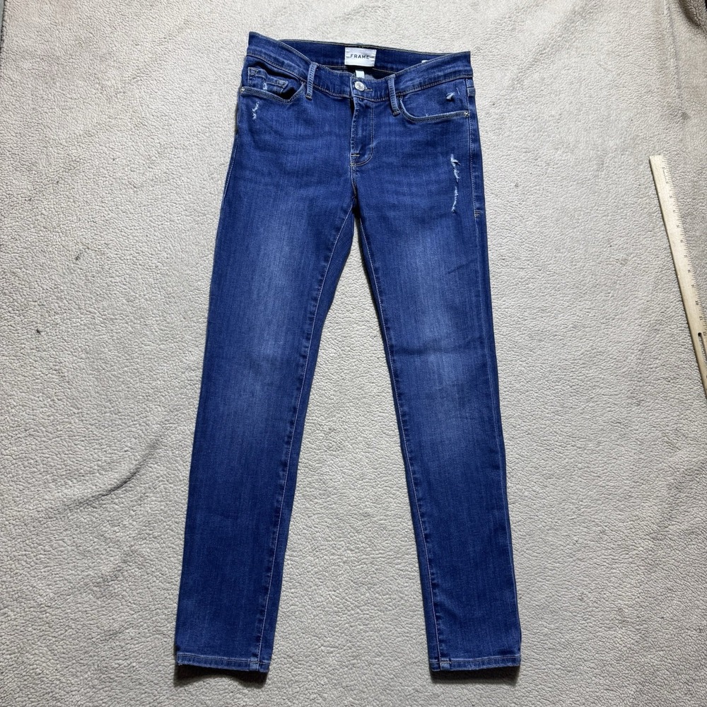 Frame Jeans Womens‎ 24 Le Garcon Skinny Mid Rise Blue Denim Cotton Blend 27x28